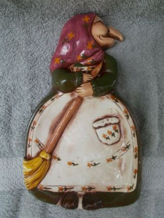 Vintage Kitchen Witch Spoon Rest Ceramic 8 1/2 " Lone Star Mold Very Good Cond