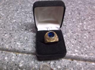 Vintage U.  S.  Air Force Retired Large Finger Ring In Case Blue Stone 9 -