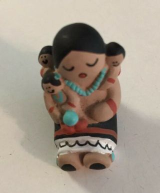 Vintage Native American Pueblo Pottery Mini Miniature Storyteller Signed By CKO 5