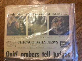 Chicago Daily News Vintage Newspaper July 31,  1969.  President Race,  Neil Armstrong