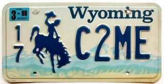 C2me Connect To Me Wyoming Personalized Vanity License Plate,  Cowboy,  Horse