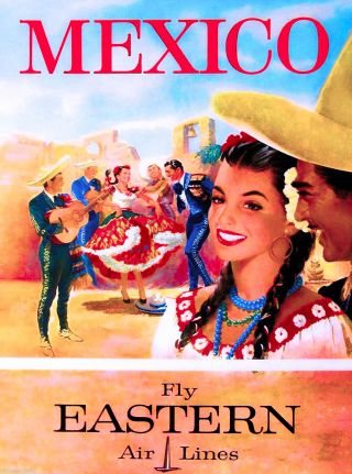 Mexico Mexican Senorita Vintage Latin America Travel Art Poster Advertisement
