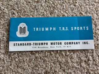 1959 British Triumph Tr3 Sports Color Sales Handout.