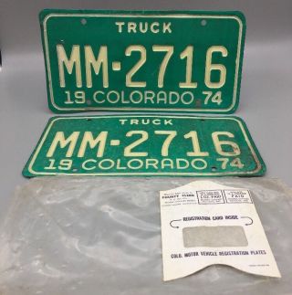 1974 Vintage Colorado Truck License Plate Match Set - Fast - E44