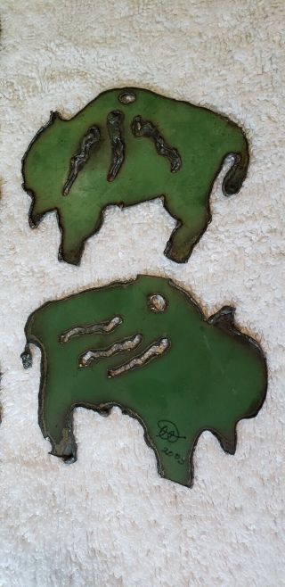 Metal Bison Buffalo Wildlife Western Hunting Christmas Ornament Decor Set of 7 2