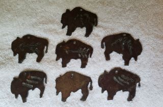 Metal Bison Buffalo Wildlife Western Hunting Christmas Ornament Decor Set of 7 5