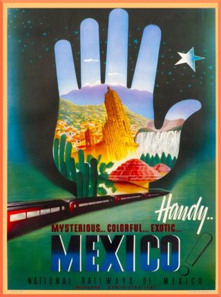 Mysterious Mexico National Railways Mexican Travel Advertisement Poster Print