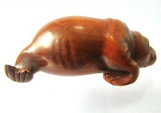 Y4451 - 2 " Hand Carved Boxwood Netsuke : Sea Dog ? Seal ?