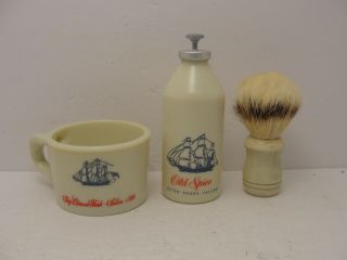 Vintage Old Spice Shaving Mug With Brush And Talcum