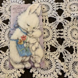 Vintage Greeting Card Mommy Easter Cute Bunny Rabbit Mom Baby