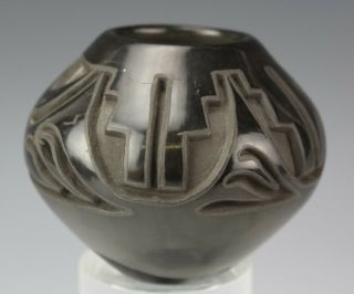 Teresa Guitierrez Santa Clara Native American Pueblo Pottery Carved Vase NR JLB 2