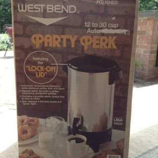Vtg West Bend Party Perk 58030 Percolator Coffee Maker Pot Urn 12 - 30 Cup /box