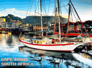 Cape Town South Africa Boat Boats Harbor Travel Advertisement Art Poster