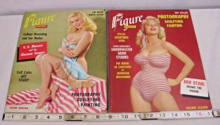 Figure Pin Up Photo Magazines Volume 11 & 19 1950s Art Figure Study