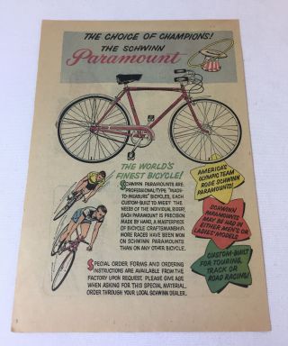 1959 Schwinn Bicycle Cartoon Ad Page Paramount