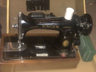 Singer 15 - 1950s Electric Portable Sewing Machine Suitcase Style Case.