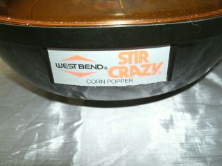 Vtg West Bend STIR CRAZY 6 Qt Electric Popcorn Popper 1000 Watt Model 5346 EUC 3
