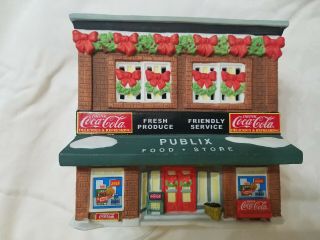 Coca Cola Publix Food Store Town Square Series Christmas Village Porcelain 2000
