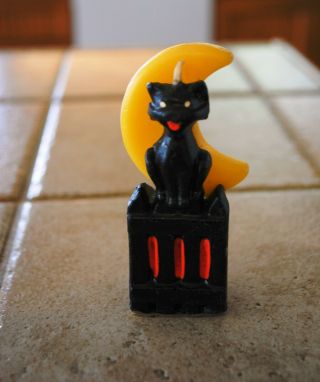 Vintage Gurley Halloween Candle Cat And Moon Tag Attached