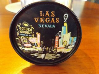 Vintage Las Vegas Tin Coaster Set (JAPAN) Golden Nugget,  Lucky Strike,  The 2