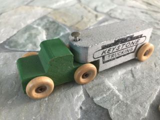 Vintage Keystone Trucking Wooden Toy Tractor Trailer Combo Green Cab 