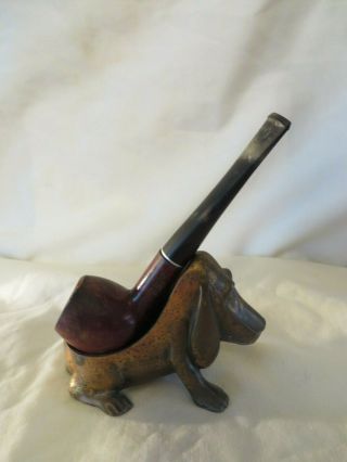 Vintage Tobacco Pipe Holder Bassett Hound Dog & Webco Filter Pipe