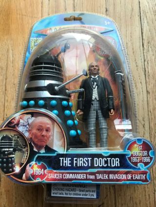 Doctor Who Sdcc 2009 Color The First Doctor W/ Dalek Action Figure Set