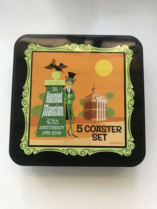 Rare Disneyland Haunted Mansion Shag Set Of 5 Coasters 40th Anniversary Disney
