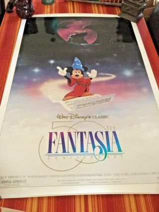 Disney Fantasia Movie Theater Poster 50th Rerelease Double Sided