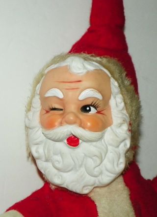 Vintage Stuffed Santa Claus With Plastic Face Mcm Christmas Decor Needs Tlc