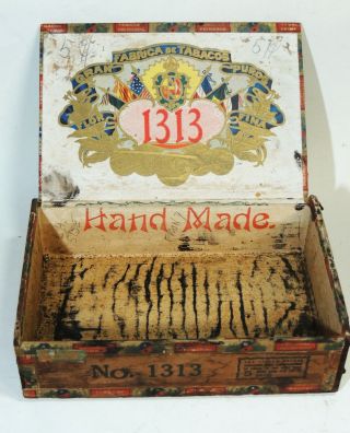 Rare Early 1900s Antique Wood Cigar Box Tobacco Factory 1313 Pennsylvania Pa