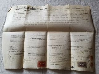 Antique 1866 Indenture Deed Document Philadelphia Pa Rubincam To Fischer & Meyer
