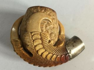 Bin Early Meerschaum Eagle Claw Pipe With Sterling Silver Banding