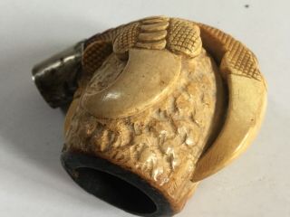 BIN Early Meerschaum Eagle Claw Pipe with Sterling Silver Banding 2