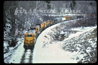 Slide - Maine Central Mec 408 Ge U18b Action On Frt In Snow March 1981