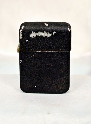 Vintage Wwii Berkeley Windproof Lighter Black Crackle Wrinkle 3 Barrel Hinge
