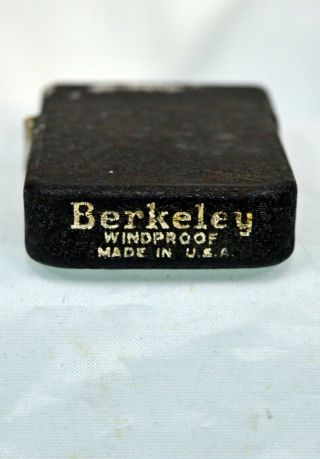 Vintage WWII Berkeley Windproof Lighter Black Crackle Wrinkle 3 Barrel Hinge 3