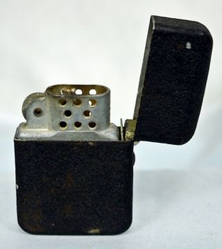 Vintage WWII Berkeley Windproof Lighter Black Crackle Wrinkle 3 Barrel Hinge 6