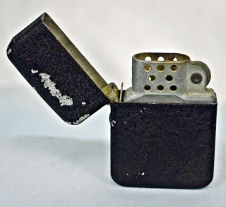 Vintage WWII Berkeley Windproof Lighter Black Crackle Wrinkle 3 Barrel Hinge 7