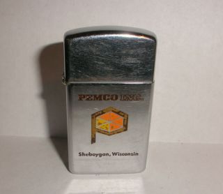 Vintage Zippo Lighter Advertising Pemco Inc Sheboygan Wisconsin Enamel