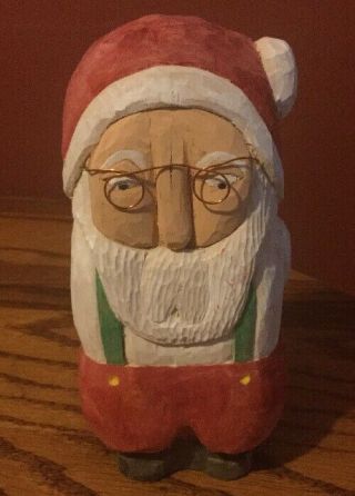 Wooden Wood Hand Carved Santa Claus Signed Christmas Collectible