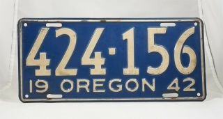 1942 Oregon Passenger License Plate -