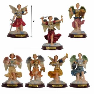 Set Of All 7 Archangels Figurine,  Siete Arcangeles 4 " - 4329