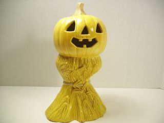 Vintage Halloween Pumpkin Haybale Ceramic Fall Decoration Jack O 