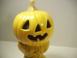 Vintage Halloween Pumpkin Haybale Ceramic Fall Decoration Jack o ' lanten 3