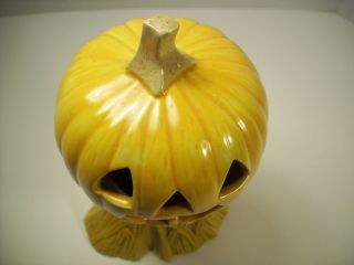 Vintage Halloween Pumpkin Haybale Ceramic Fall Decoration Jack o ' lanten 4
