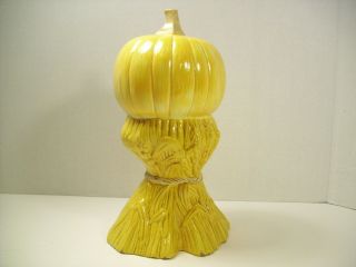 Vintage Halloween Pumpkin Haybale Ceramic Fall Decoration Jack o ' lanten 6
