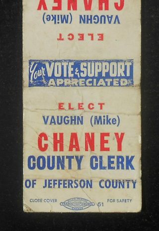 1960s Elect Vaughn (mike) Chaney County Clerk Jefferson County Mount Vernon Il