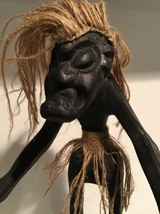 Vtg Handmade African Tribal Man Folk Art Wooden Statue Sculpture 12 "