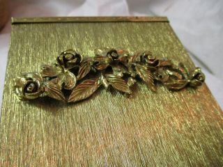 Vintage gold gilt filigree Tissue Box Holder Applied Roses Hollywood Regency 3